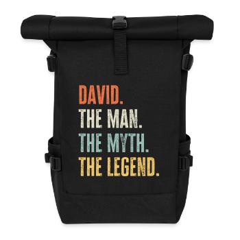 David Man Myth Legend Retro Design Gift Name - Roll Top Backpack - black - Front