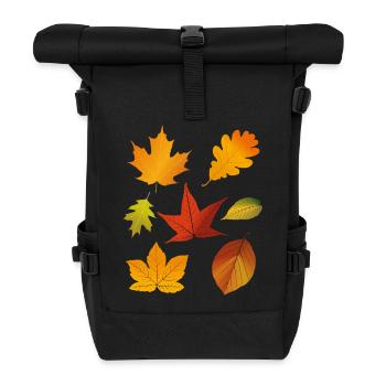 Autumn Fall Leaves - Roll Top Backpack - black - Front