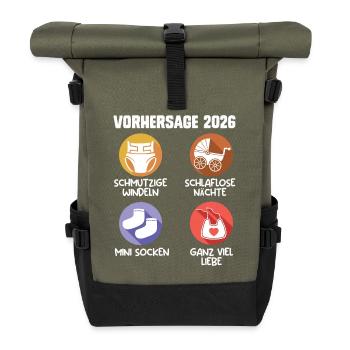 Bald Mama VORHERSAGE 2026 Lustiges - Rolltop Rucksack - Olive/Schwarz - Vorne