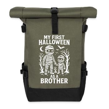 My First Halloween As A Brother Mummy Costume - Roll Top Backpack - olive/black - Front