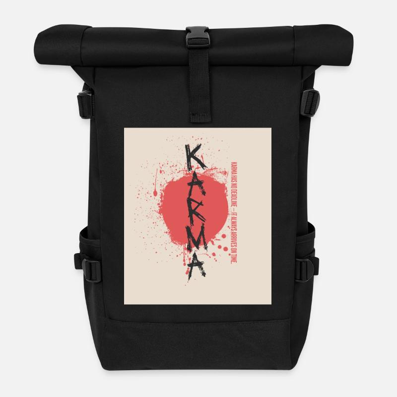 Karma hat keine Deadline Sprüche Shirt - Rolltop Rucksack - Schwarz