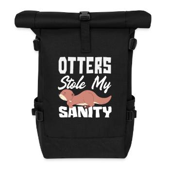 Otter Sanity Sea Otter Cartoon - Roll Top Backpack - black - Front