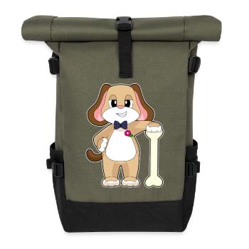 Dog Groom Bow Tie Wedding - Roll Top Backpack - olive/black - Front