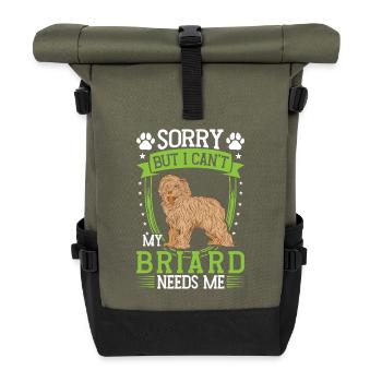 Briard kann nicht Berger de Brie - Rolltop Rucksack - Olive/Schwarz - Vorne