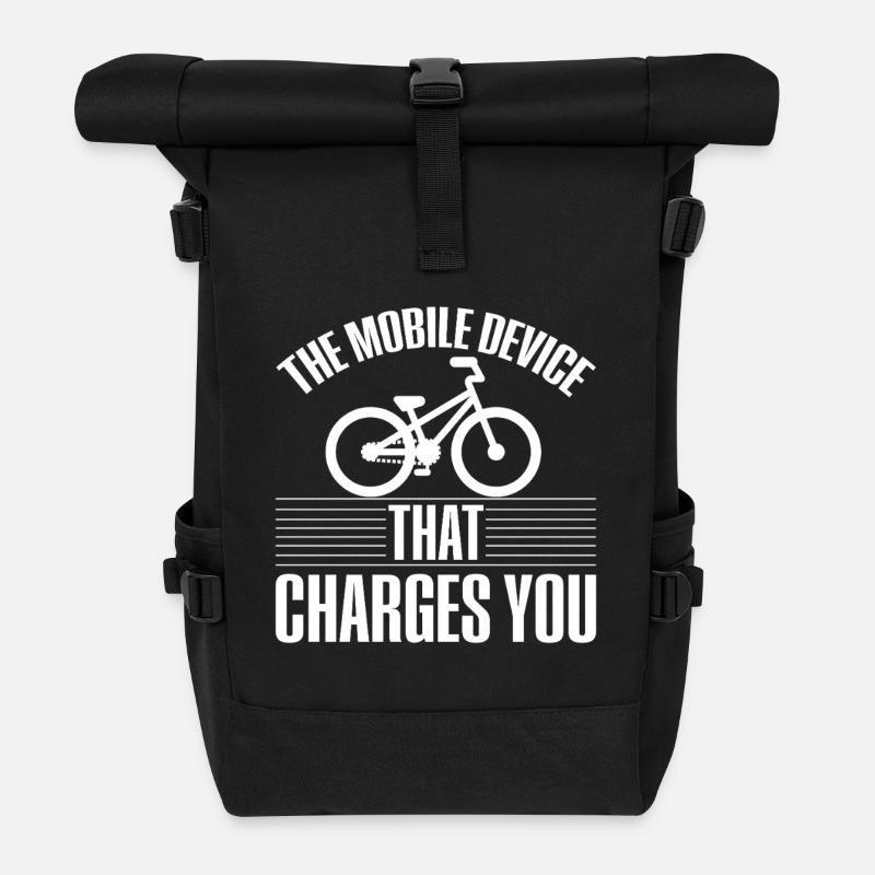 Fahrrad Stromwitz Cycling Shirt Funny Bicycle Tee - Rolltop Rucksack - Schwarz