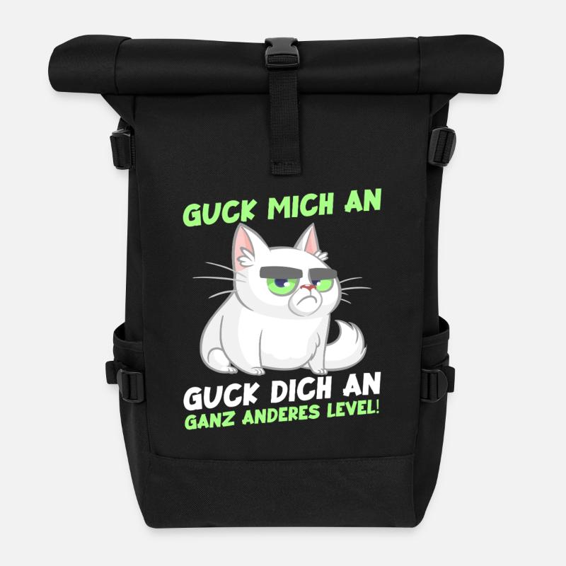 Guck Mich An Ganz Anderes Level Katzen - Rolltop Rucksack - Schwarz