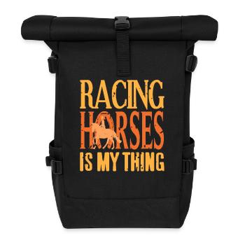 Racing Horses Fan Humor Equestrian Lifestyle - Rolltop Rucksack - Schwarz - Vorne