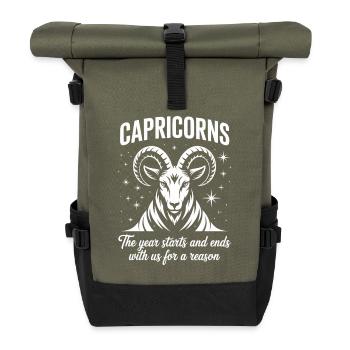 Capricorn Zodiac Sign - Roll Top Backpack - olive/black - Front