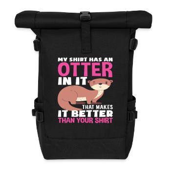 Mein Shirt Hat Einen Otter Seeotter Cartoon - Rolltop Rucksack - Schwarz - Vorne