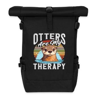 Retro-sonnenuntergang Seeotter Cartoon - Rolltop Rucksack - Schwarz - Vorne