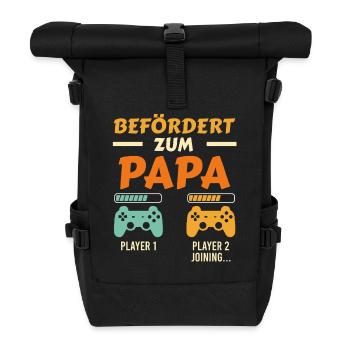Father-to-be PROMOTED TO DADDY Funny - Roll Top Backpack - black - Front