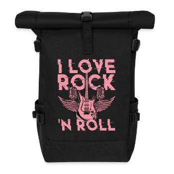 I Love Rock 'N Roll Rock Band Guitar Music - Rolltop Rucksack - Schwarz - Vorne