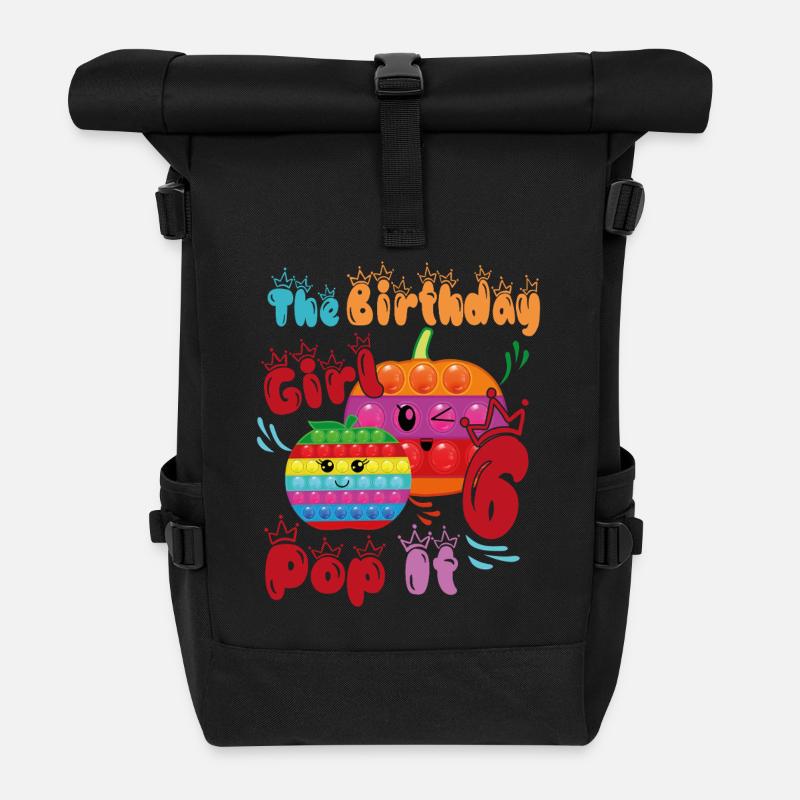 The Birthday Girl Pop It-6 - Roll Top Backpack - black