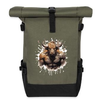 Bison Muscles Bodybuilding Beast - Roll Top Backpack - olive/black - Front