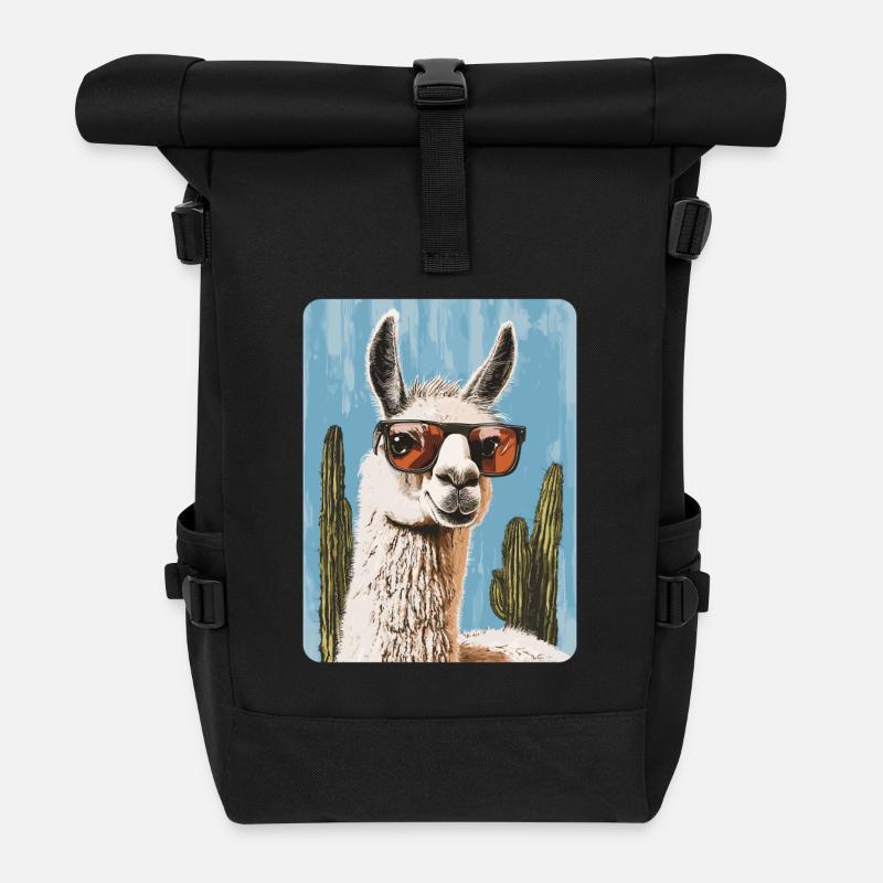 Lama - Rolltop Rucksack - Schwarz