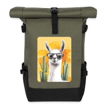 lama - Roll Top Backpack - olive/black - Front
