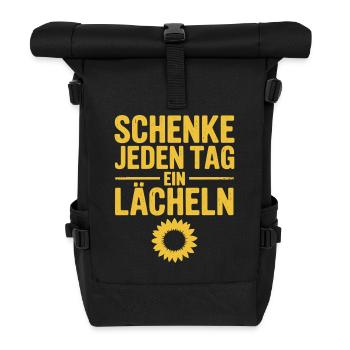 Schenke Jeden Tag Ein Lächeln Mit Sonnenblume - Rolltop Rucksack - Schwarz - Vorne