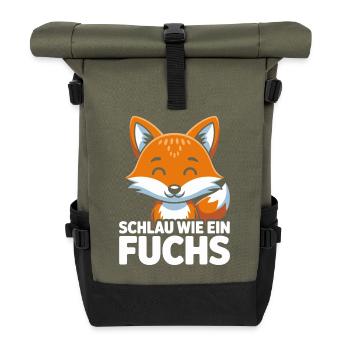 Smart as a fox Cute fox - Roll Top Backpack - olive/black - Front