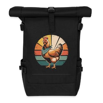 Retro Chicken with Bandana - Roll Top Backpack - black - Front