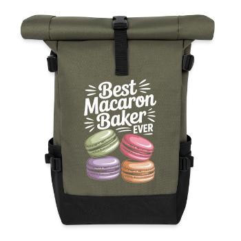 Macaron French Desserts - Roll Top Backpack - olive/black - Front