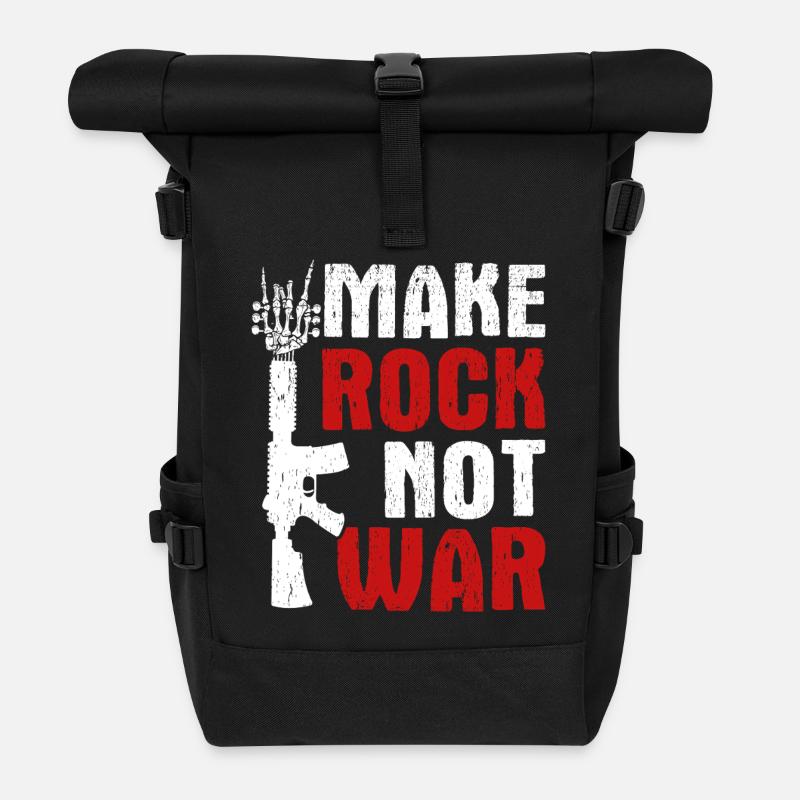 Make Rock Not War Music Guitar Rock Band - Rolltop Rucksack - Schwarz