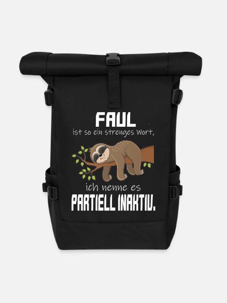 Faul, aber Partiell Aktiv Faultier - Rolltop Rucksack - Schwarz