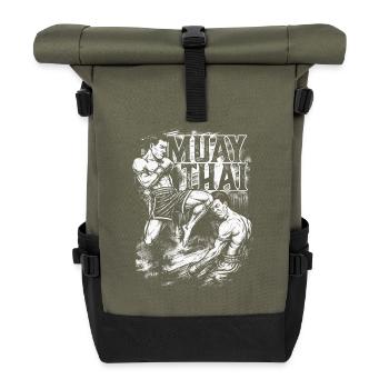 Muay Thai Flying Knee – Explosiver Knieangriff - Rolltop Rucksack - Olive/Schwarz - Vorne