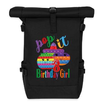 pop-it Birthday girl 8 - Roll Top Backpack - black - Front