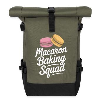 Macaron French Desserts - Roll Top Backpack - olive/black - Front