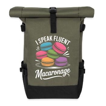 Macaron French Desserts - Roll Top Backpack - olive/black - Front