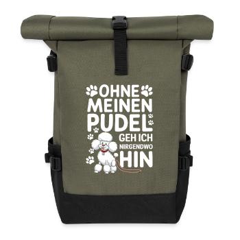 Je ne vais nulle part sans mon caniche - Sac à dos roll top - olive/noir - Devant