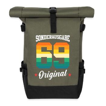 69 Geburtstag - Rolltop Rucksack - Olive/Schwarz - Vorne