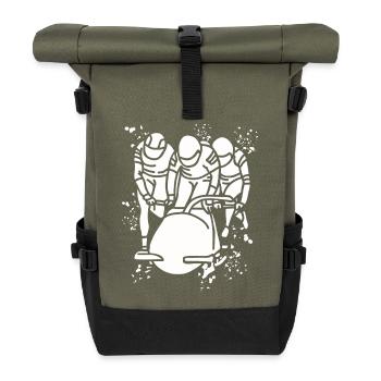 Bobfahrer Bobschlitten Viererbob - Rolltop Rucksack - Olive/Schwarz - Vorne