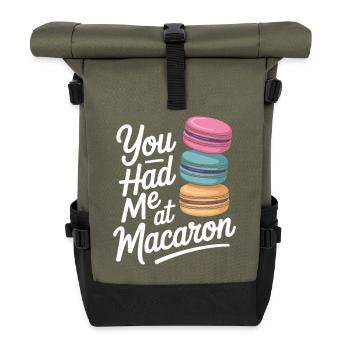 Macaron French Desserts - Roll Top Backpack - olive/black - Front