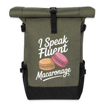 Macaron French Desserts - Roll Top Backpack - olive/black - Front