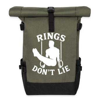 Ringe lügen nicht Calisthenics Fitness Gym Training - Rolltop Rucksack - Olive/Schwarz - Vorne