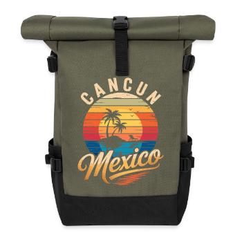 Cancun Retro Strandsonne - Rolltop Rucksack - Olive/Schwarz - Vorne