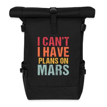 Mars Planet Space Vintage Rocket - Roll Top Backpack - black - Front