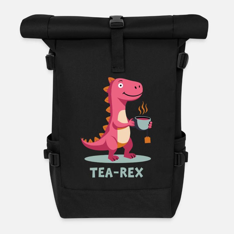 TEA-REX Teemotiv - Rolltop Rucksack - Schwarz