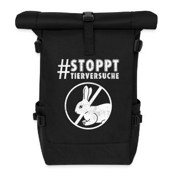 Animal welfare STOP ANIMAL TESTING FUNNY - Roll Top Backpack - black - Front