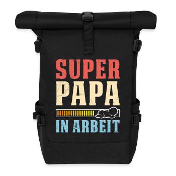 Soon dad SUPER DADDY IN WORK Funny - Roll Top Backpack - black - Front