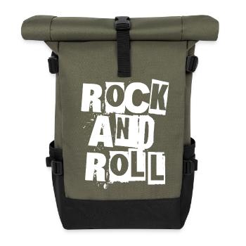 Typographie rock and roll grunge - Sac à dos roll top - olive/noir - Devant