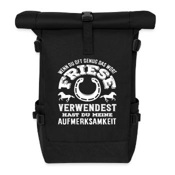 Pferdemädchen Reiten Ponyfans Reiter Friese Spruch - Rolltop Rucksack - Schwarz - Vorne