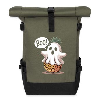 Ananas Geist Halloween - Rolltop Rucksack - Olive/Schwarz - Vorne