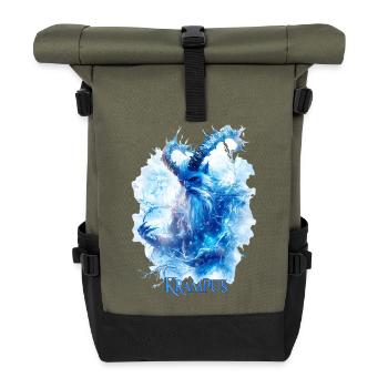 Krampus Eisblau – Mystisches Wintermotiv Folklore - Roll Top Backpack - olive/black - Front