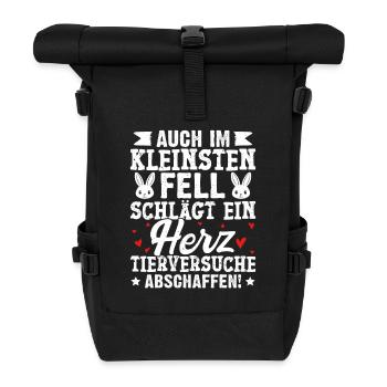 Animal welfare EVEN IN THE SMALLEST FUR BEATS A HEART - Roll Top Backpack - black - Front