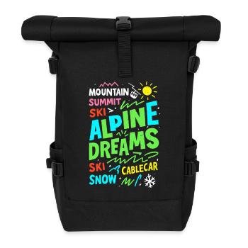 Alpine Dreams Ski & Snow Mountain Design - Roll Top Backpack - black - Front