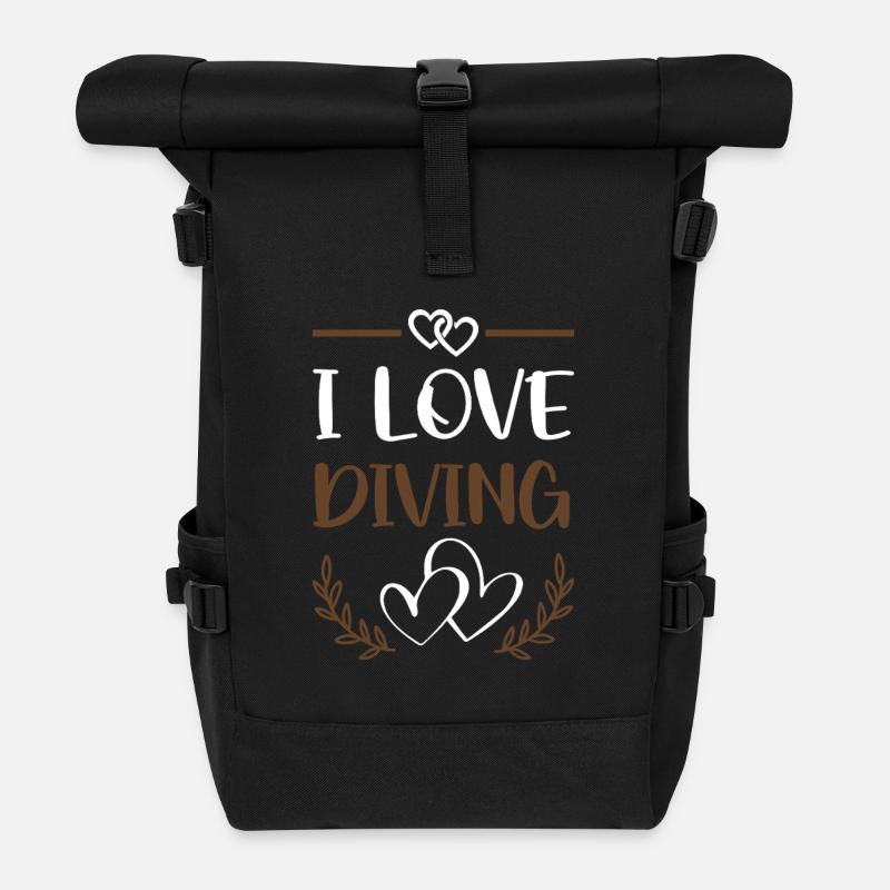 J’adore la plongée - Sac à dos roll top - noir
