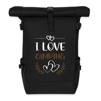 I Love Camping - Rolltop Rucksack - Schwarz - Vorne