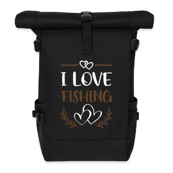 I Love Fishing – Rustic Hearts - Roll Top Backpack - black - Front